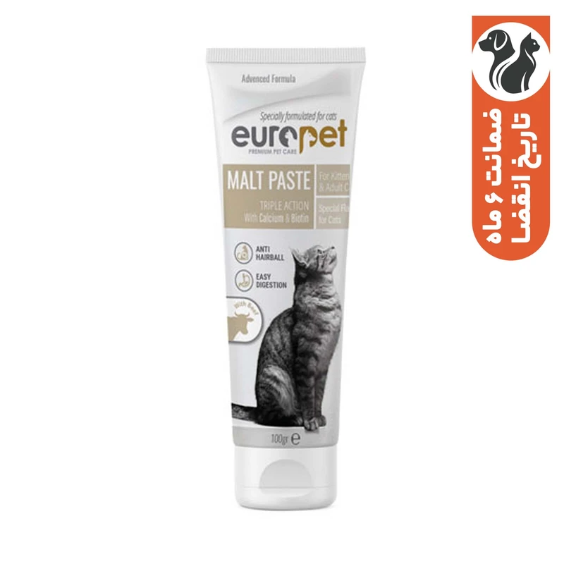 خمیر مالت گربه یوروپت مدل طعم گوشت گاو وزن 100 گرم