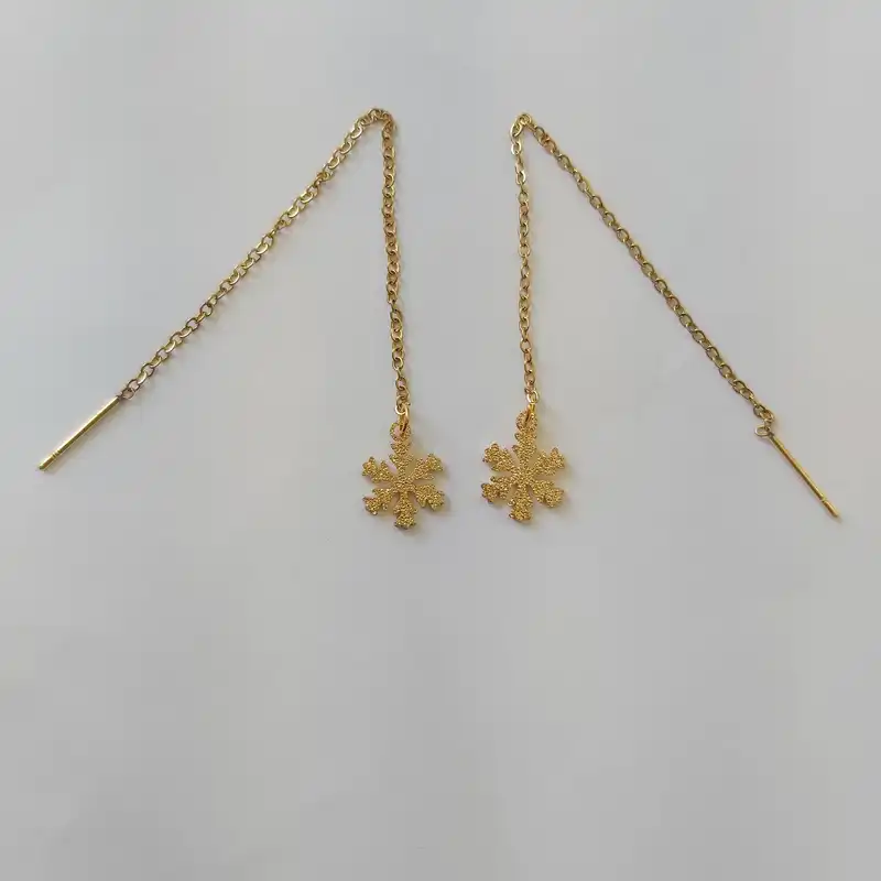 گوشواره زنانه مدل بخیه طرح دانه برف کد snow113