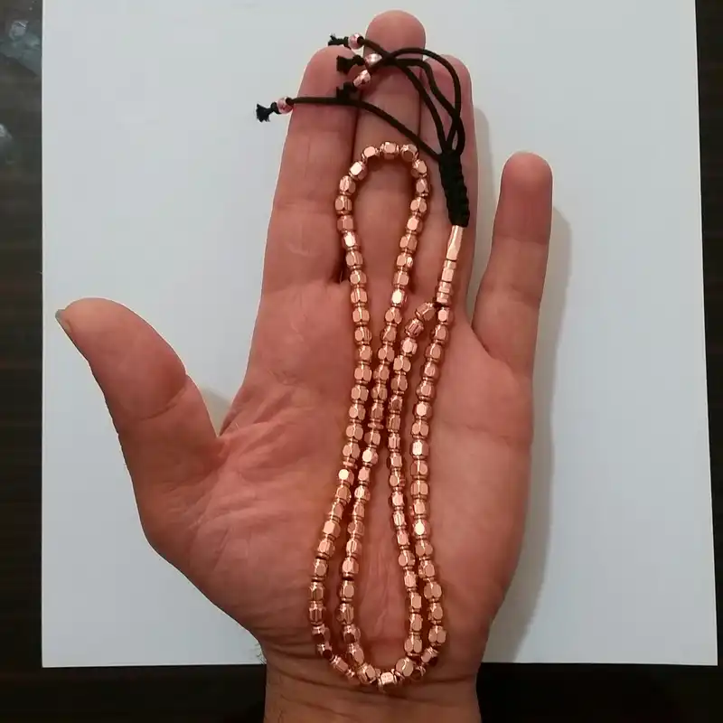 تسبیح مدل مسی تراشه شش وجهی