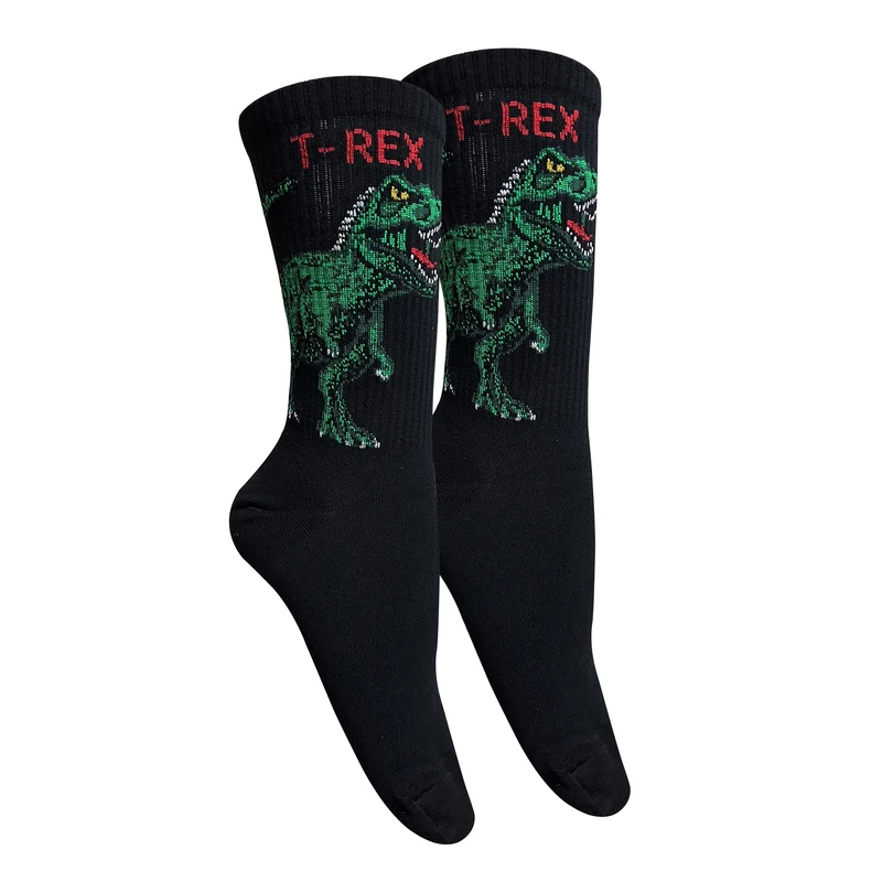 جوراب ساق بلند مردانه تن پوش هنگامه مدل پنبه کش اسپرت دایناسور تیرکس