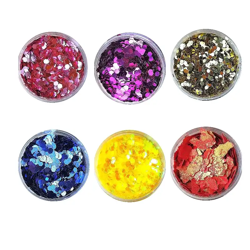 اکلیل ناخن مدل پولک هولوگرامی مجموعه 6 عددی