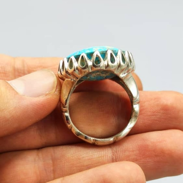 انگشتر نقره مردانه مدل فیروزه