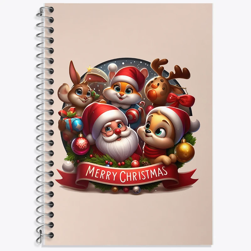 دفتر زبان 50 برگ خندالو مدل دو خط طرح کریسمس (Christmas) کد F7496