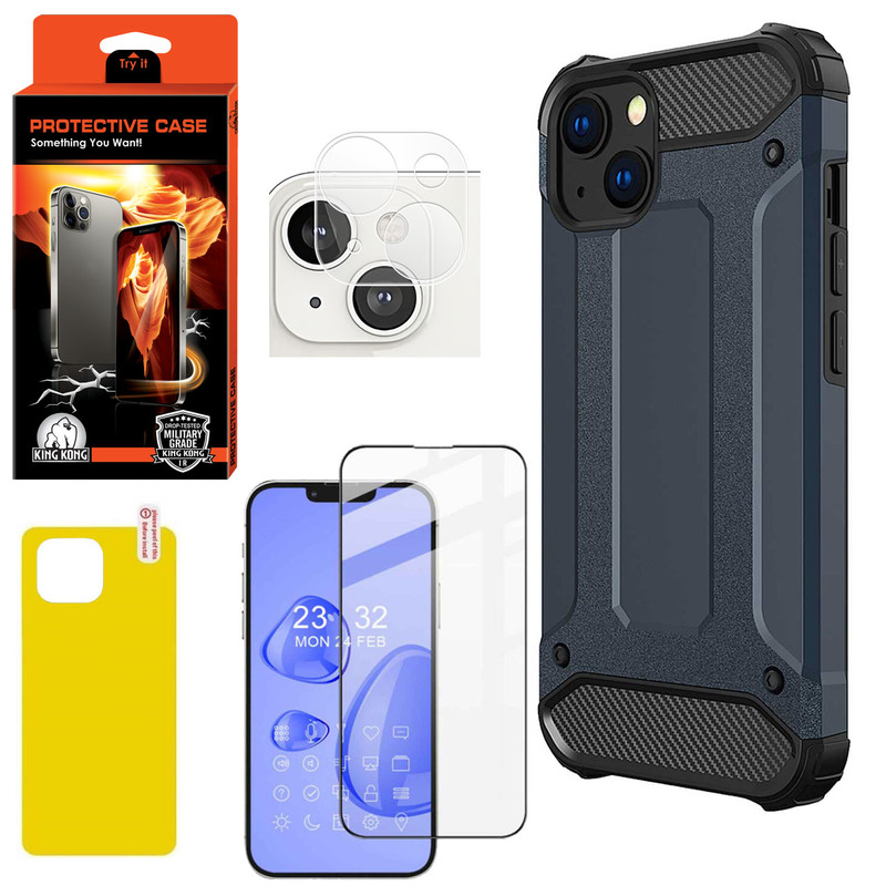 کاور کینگ کونگ مدل DIFNDER-II مناسب برای گوشی موبایل اپل Iphone 13 به همراه محافظ صفحه نمایش و محافظ پشت گوشی و محافظ لنز دوربین