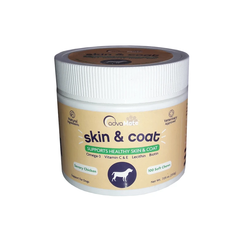 قرص مکمل سگ ادوامیت مدل skin&coat بسته 100 عددی