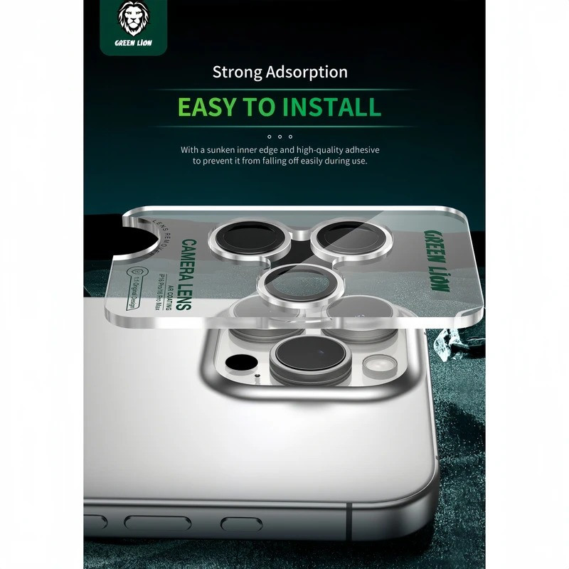 محافظ لنز دوربین گرین لاین مدل Hd Plus Camera Lens مناسب برای گوشی موبایل اپل iPhone 16 Pro Max / 16 Pro