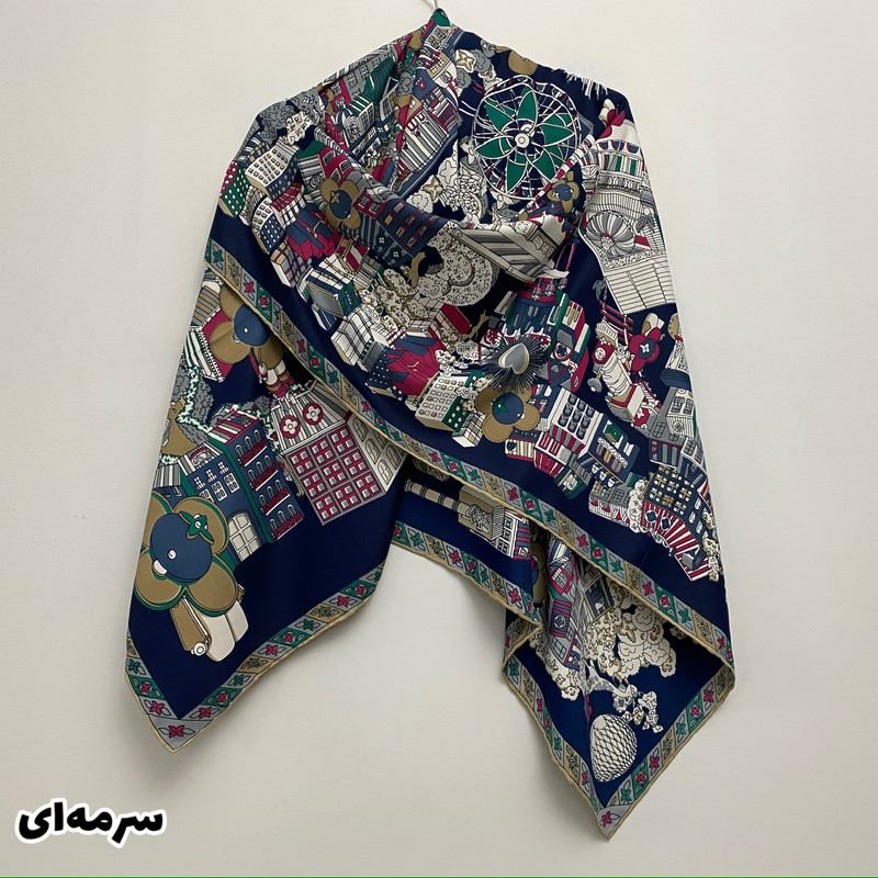روسری زنانه مدل ابریشم توییل دست دوز کد 6996