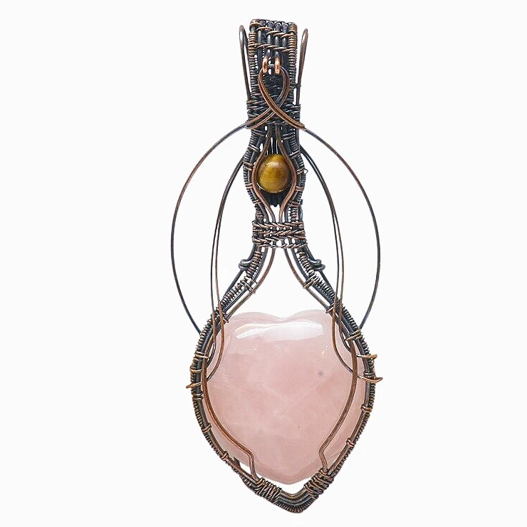 آویز گردنبند زنانه و مردانه مدل قلبی رز کوارتز