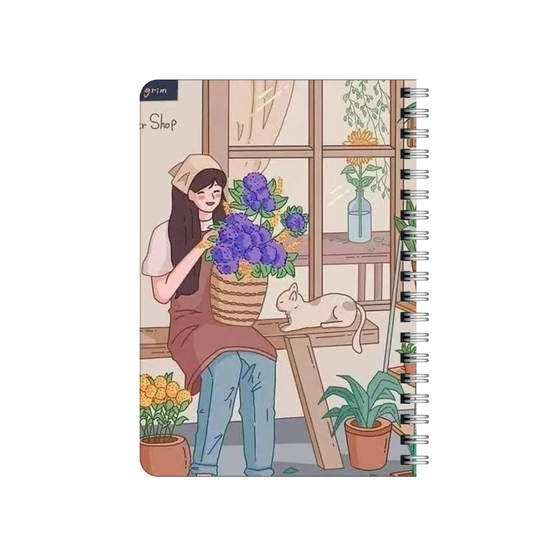 دفترچه یادداشت بامبیلیپ مدل چوبی طرح دختر گل فروش و گربه اش کد 6592385