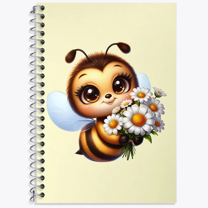 دفتر زبان 50 برگ خندالو مدل سه خط طرح زنبور کیوت کد F7691