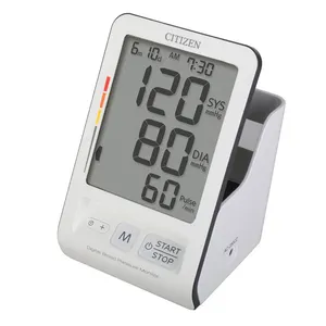 فشارسنج دیجیتالی بازویی سیتی زن مدل CH 456 با صفحه نمایش بزرگ، حافظه 90 عددی، سنسور تشخیص حرکت بدن، شاخص WHO و ضربان نامنظم قلب، آلارم دوگانه، منبع تغذیه برق و باتری، کاف 22 تا 32 سانتی‌متر و تاییدیه کلینیکی ESH