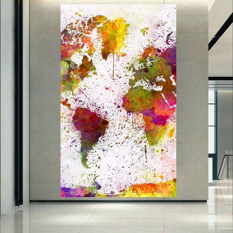 پوستر طرح نقشه جهان مدل آبرنگ کد AR22040