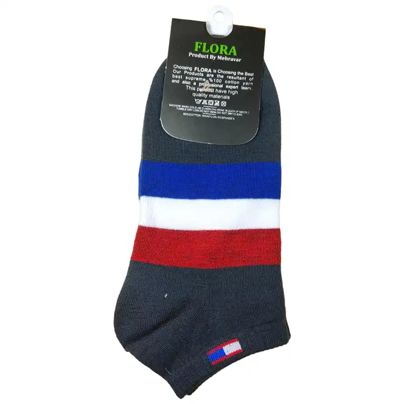 جوراب ساق کوتاه فلورا طرح پرچم فرانسه مدل Nano cotton