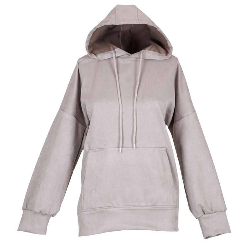 هودی زنانه مدل سوییت رنگ طوسی