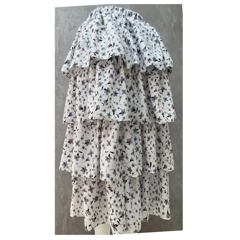 دامن کلوش زنانه مدل طبقه ای رنگ سفید