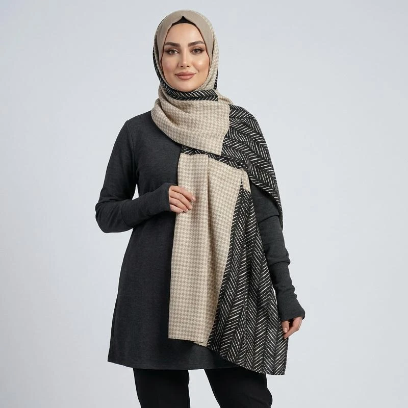 شال زنانه آنالیا مدل کج راه طرح پیچازی کد a-9545