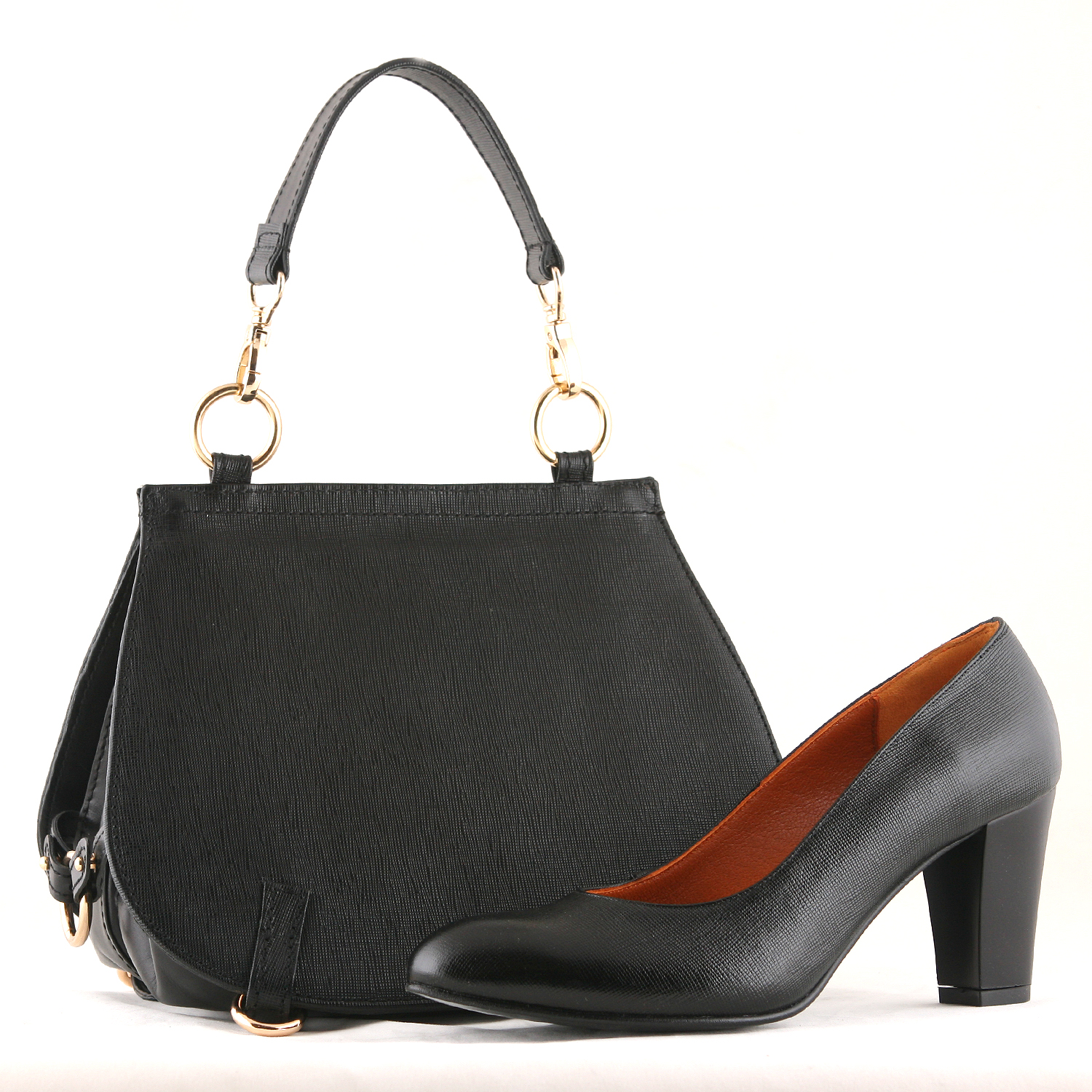 ست کیف و کفش زنانه چرم یلسان مدل مارال کد ANA-HRM-901-msk