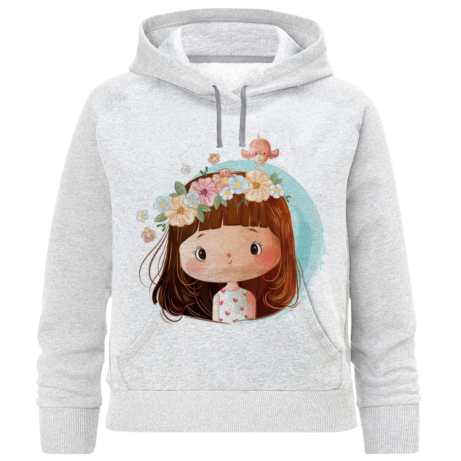 هودی دخترانه مدل  دختر و گل F780