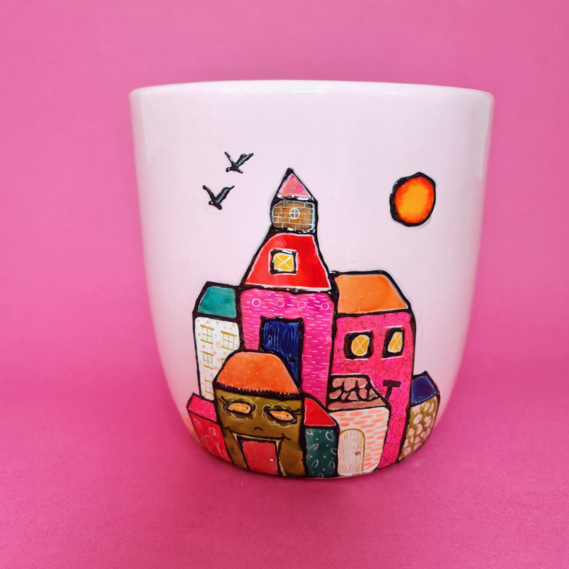 گلدان مدل نقاشی شده خانه گل بهار 001