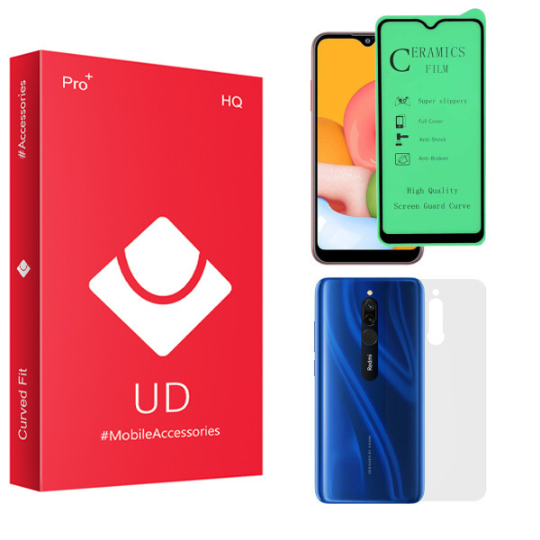 محافظ صفحه نمایش سرامیکی یو دی مدل HQ مناسب برای گوشی موبایل شیائومی Redmi 8 به همراه محافظ پشت گوشی