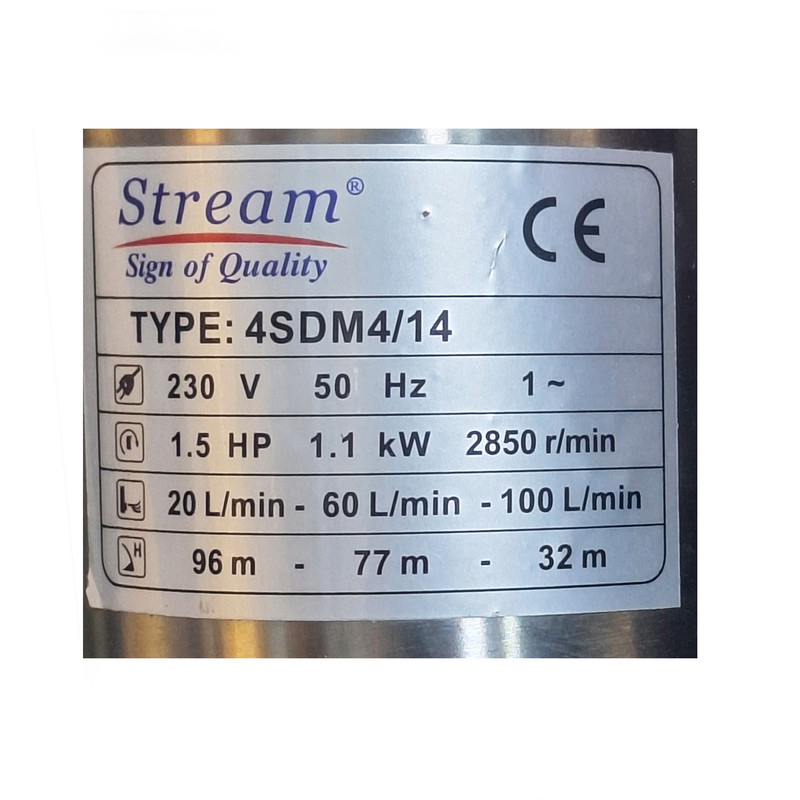 پمپ آب استریم مدل 4SDM4/14-1/5hp(IR)