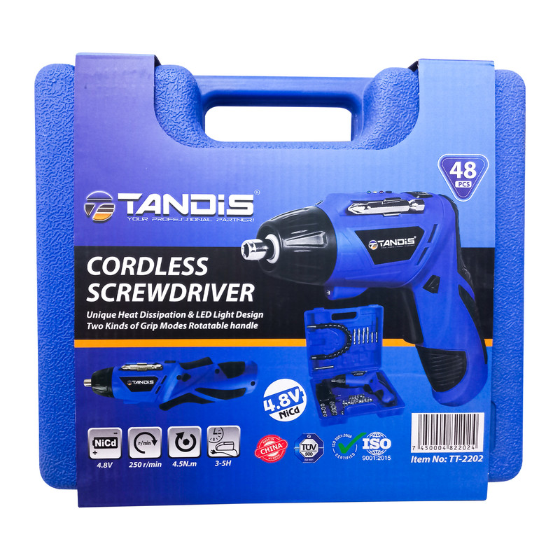 دریل پیچ گوشتی شارژی تندیس مدل T12 مجموعه 48 عددی