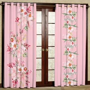 پرده بارمان دکور طرح گل مدل مخمل پانچی کد 5433LR W سایز 140x280 سانتی متر