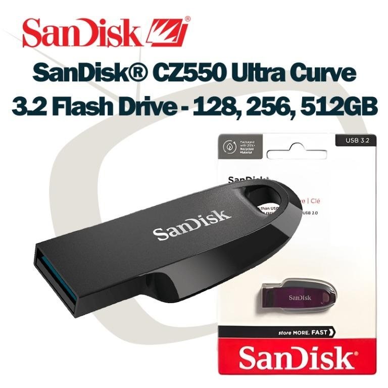 فلش مموری سن دیسک مدل CZ550 CURVE USB3.2 ظرفیت 128 گیگابایت