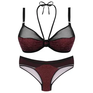ست شورت و سوتین زنانه ماییلدا مدل 3673 رنگ زرشکی