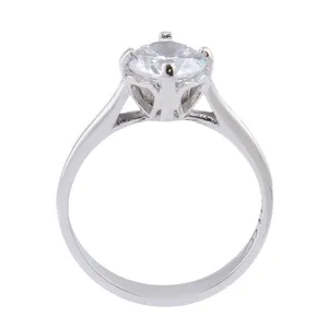 انگشتر نقره زنانه بازرگانی میلادی مدل تک نگین جواهری رکاب رادیوم کد AWR_1176