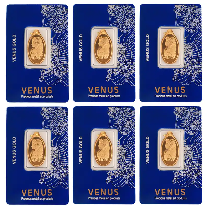 شمش طلا 18 عیار ونوس مدل K412 مجموعه 6 عددی