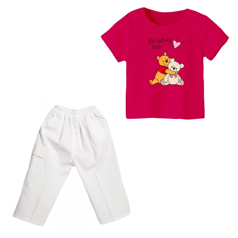 ست تی شرت و شلوارک دخترانه مدل پو کد ۷۶