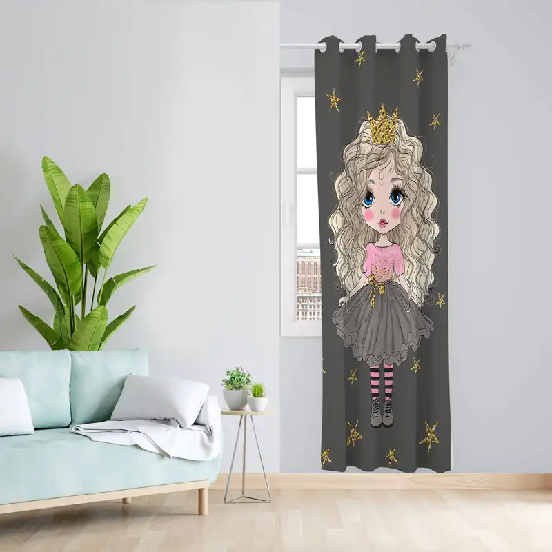 پرده مدل اتاق کودک دخترانه مخمل پانچی کد 1008 سایز 140x200 سانتی متر