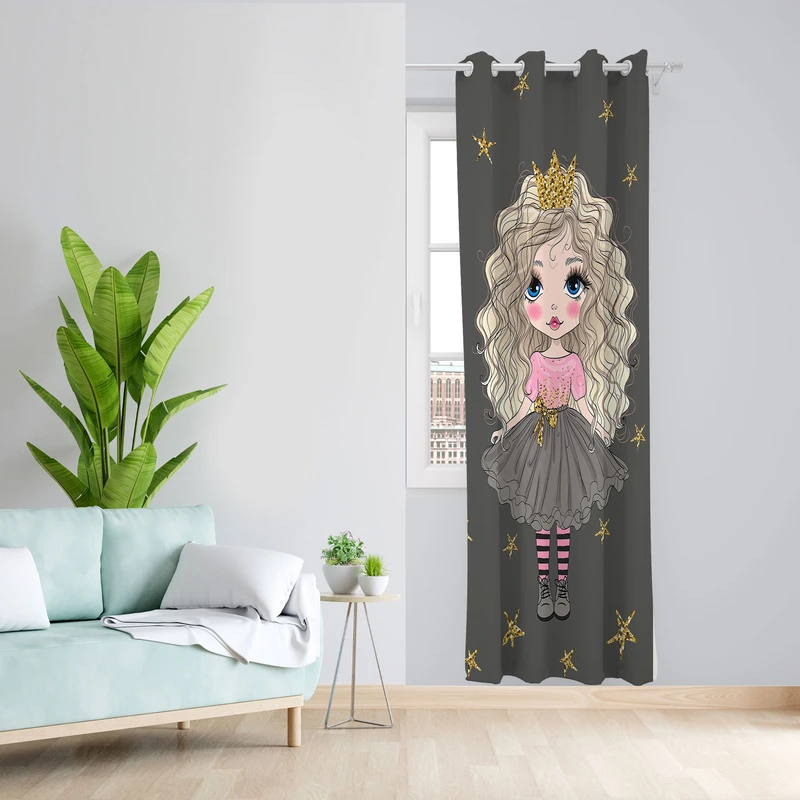  پرده مدل اتاق کودک دخترانه مخمل پانچی کد 1008 سایز 140x200 سانتی متر