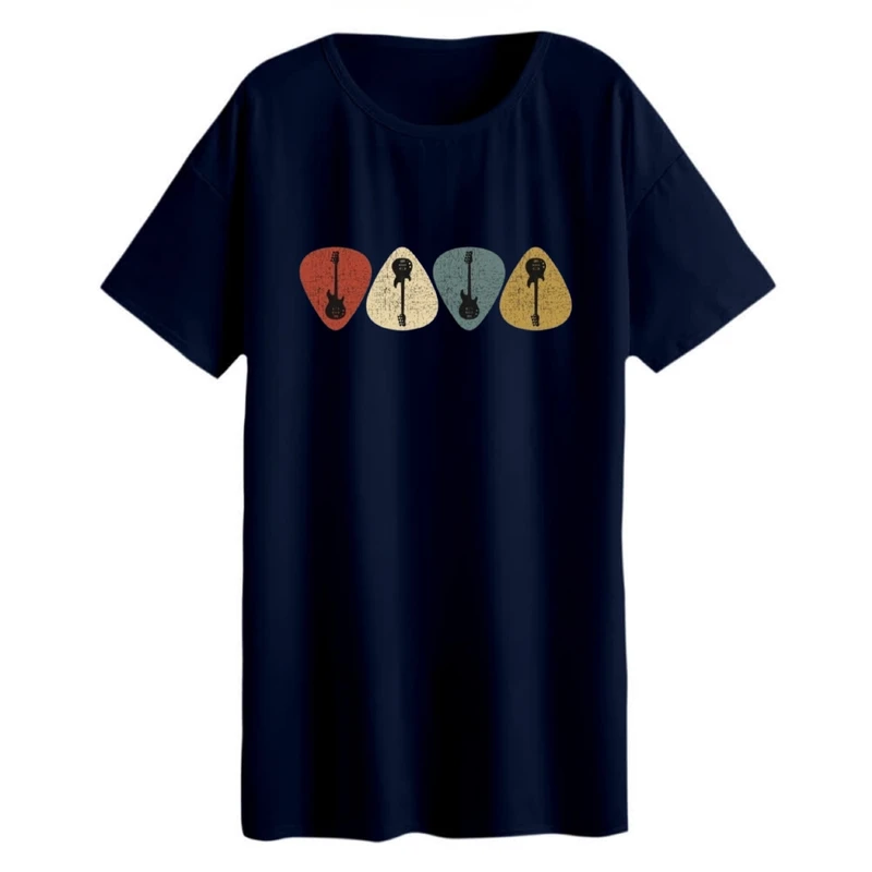 تی شرت لانگ زنانه مدل پیک گیتار