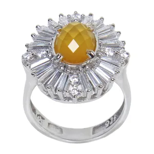 انگشتر نقره زنانه بازرگانی میلادی مدل عقیق شرف الشمس رکاب آبکاری رادیوم فوا نگین بدن ریزش کد AWR_010