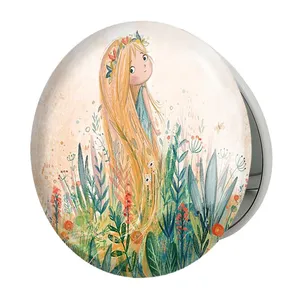 آینه جیبی خندالو طرح دخترونه مدل تاشو کد 5491 