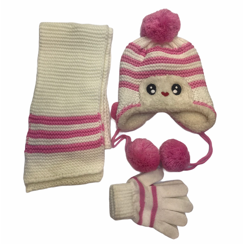 ست کلاه و شال گردن و دستکش دخترانه مدل SOR 009