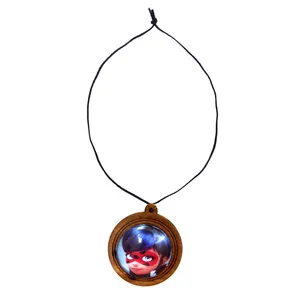 گردنبند دخترانه مدل دختر کفشدوزکی کد Wood-Mira-1