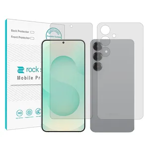 Rock space Resistant model transparent screen protector suitable for the Samsung Galaxy S25 mobile phone along with the phone back protector 