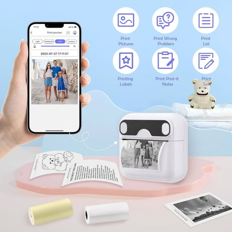 پرینتر حرارتی ناب سل مدل  شارژی کد BLK-NAAB001 به همراه سه عدد رول کاغذی