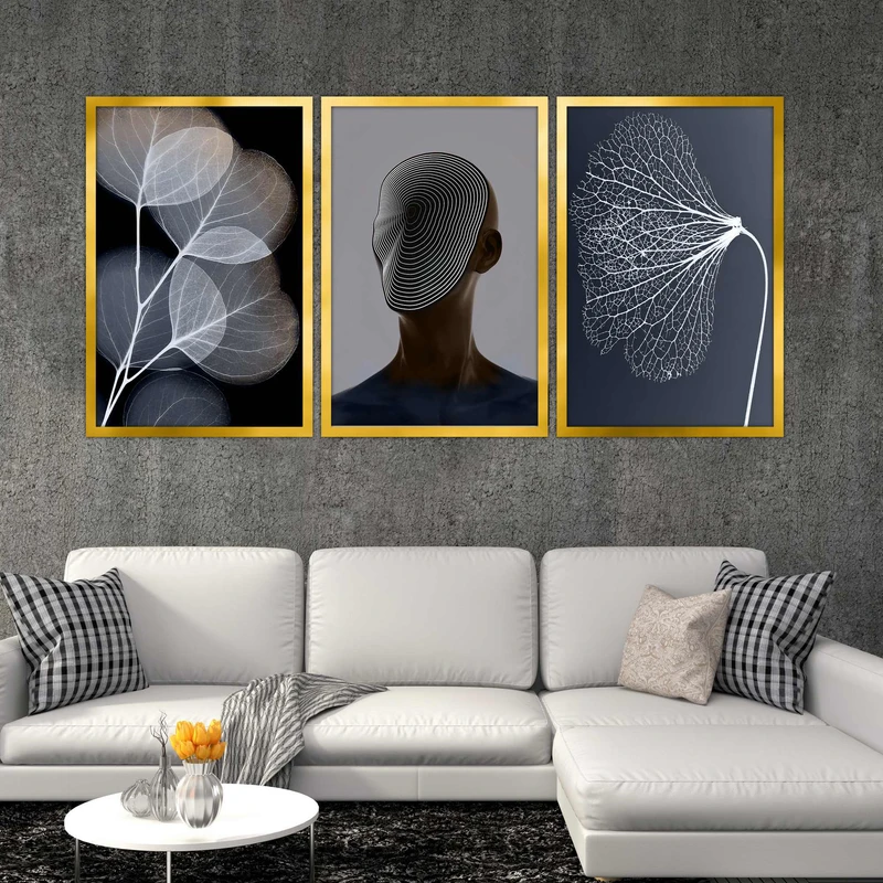 تابلو بکلیت طرح برگ و چهره مدل T-1525 مجموعه 3 عددی