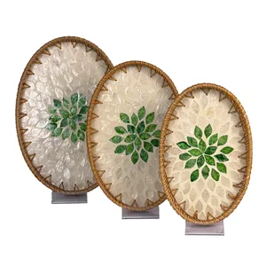 سینی  حصیری مدل بیضی مجموعه 3 عددی