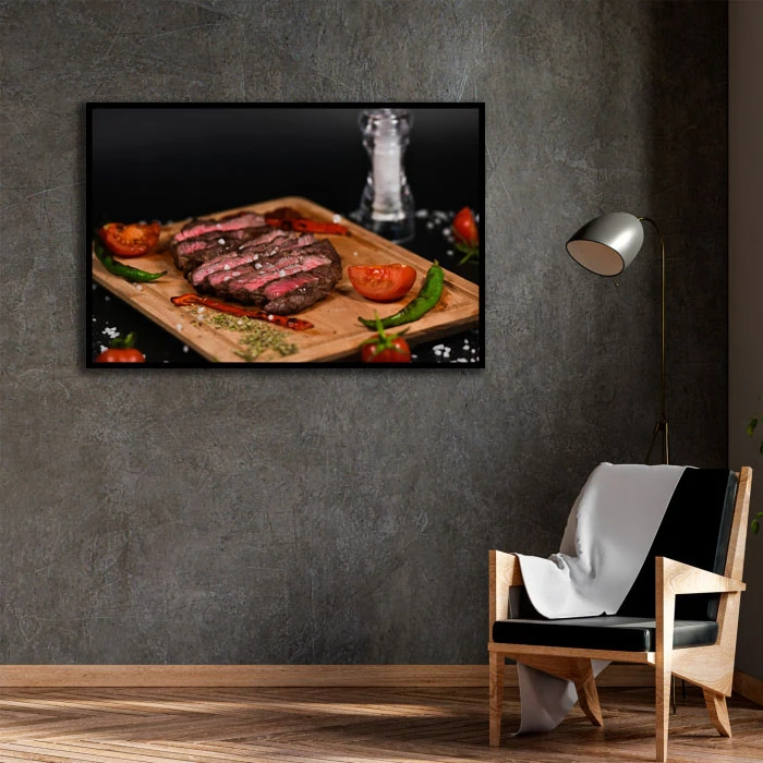 تابلو نوری بکلیت طرح استیک گوشت مدل B-D2229 فریم مشکی