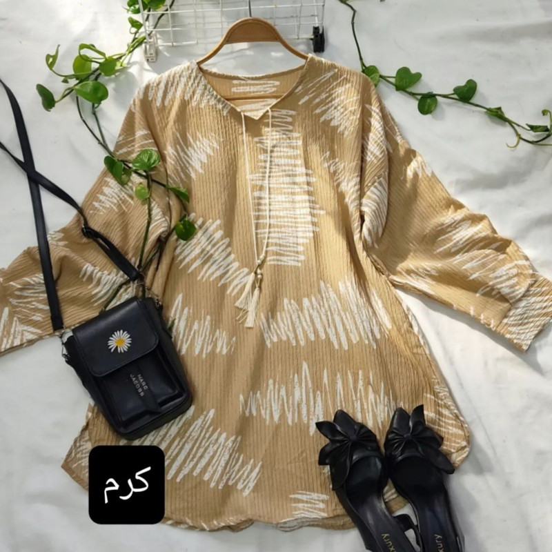 تونیک زنانه مدل کراش رنگ کرم