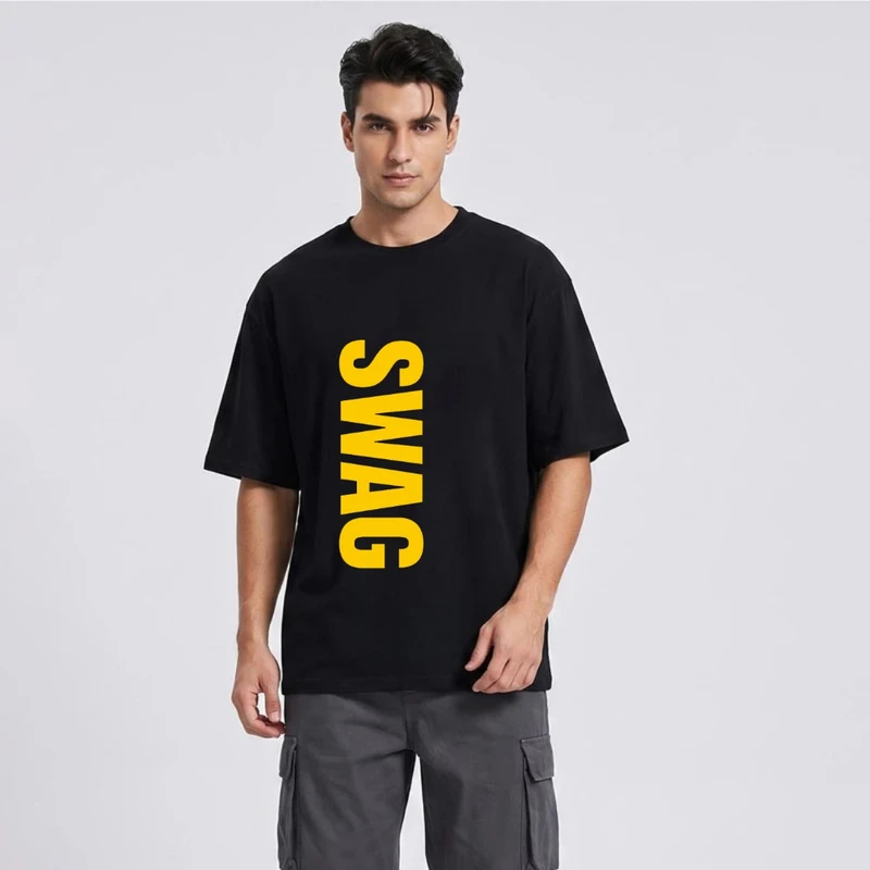 تی شرت مردانه مدل پنبه دورو با متن swag