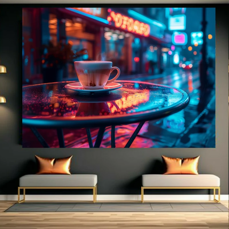 تابلو بوم طرح فنجان قهوه مدل کافی شاپ کد AR304249