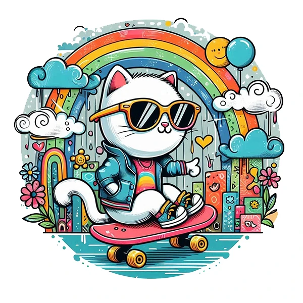 استیکر پارچه و لباس پاد آفرین طرح کارتونی گربه کد 1928