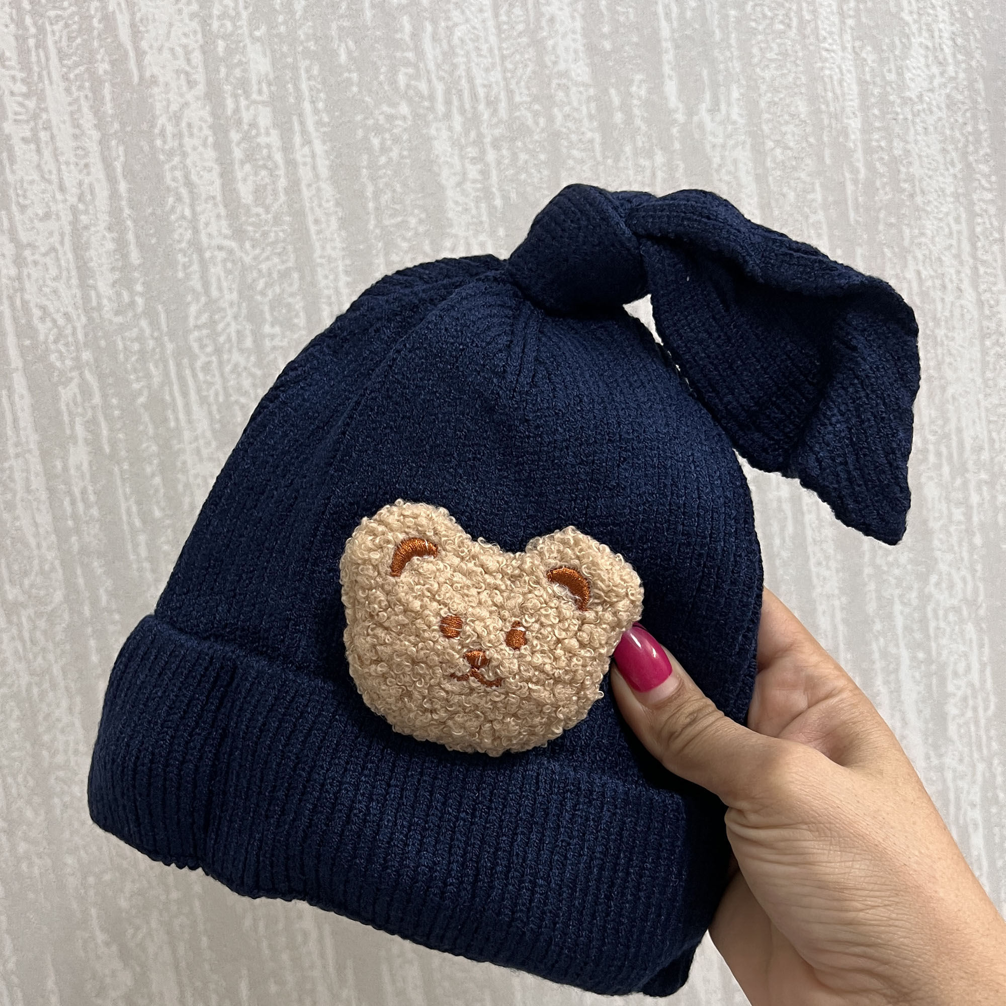 کلاه بافتنی بچگانه مدل گره تدی کد  S O RM 2
