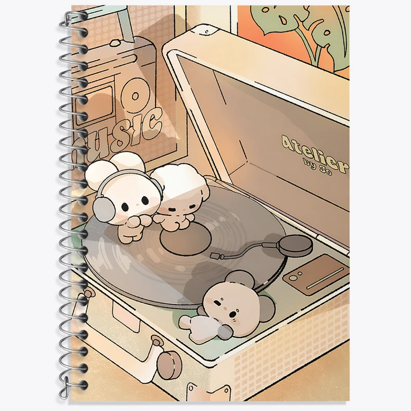 دفتر زبان 50 برگ خندالو مدل دو خط طرح حیوانات کیوت و بامزه کد N4047